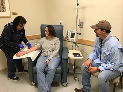 Carol, Stacey, and Gary blood draw sample donation